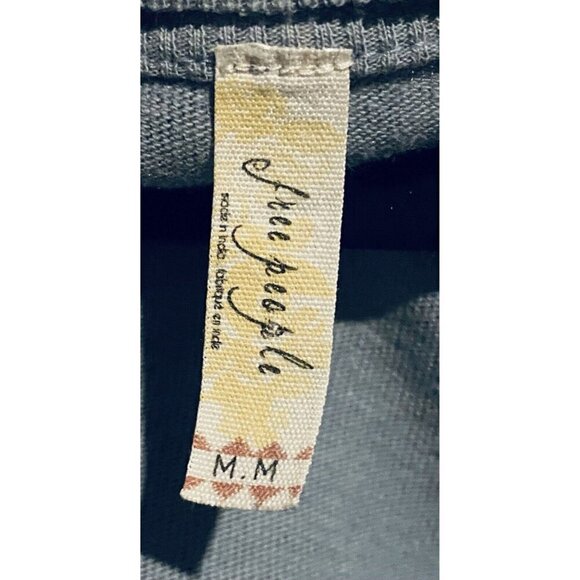 Free People Top Womens Medium Blue Grandpa Jersey Outer Sunset Lace Cut Out Boho - Picture 8 of 11